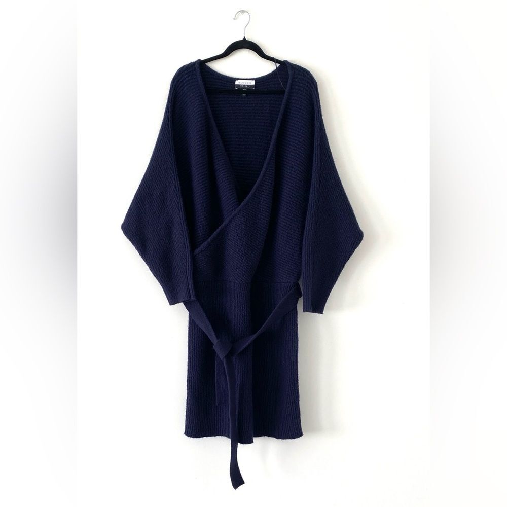 Eloquii Navy Blue Long Sleeve Knit Dress w/ Belt Sz 18/20 Oversized Laganlook